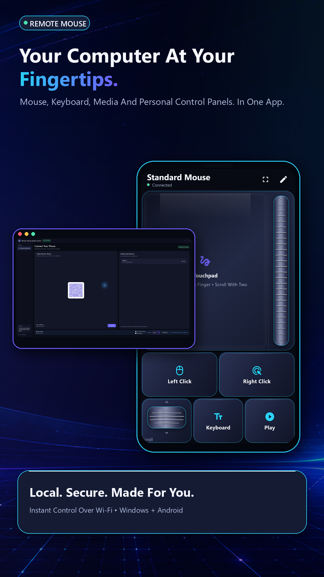 Remote Mouse mobile control interface and Windows companion