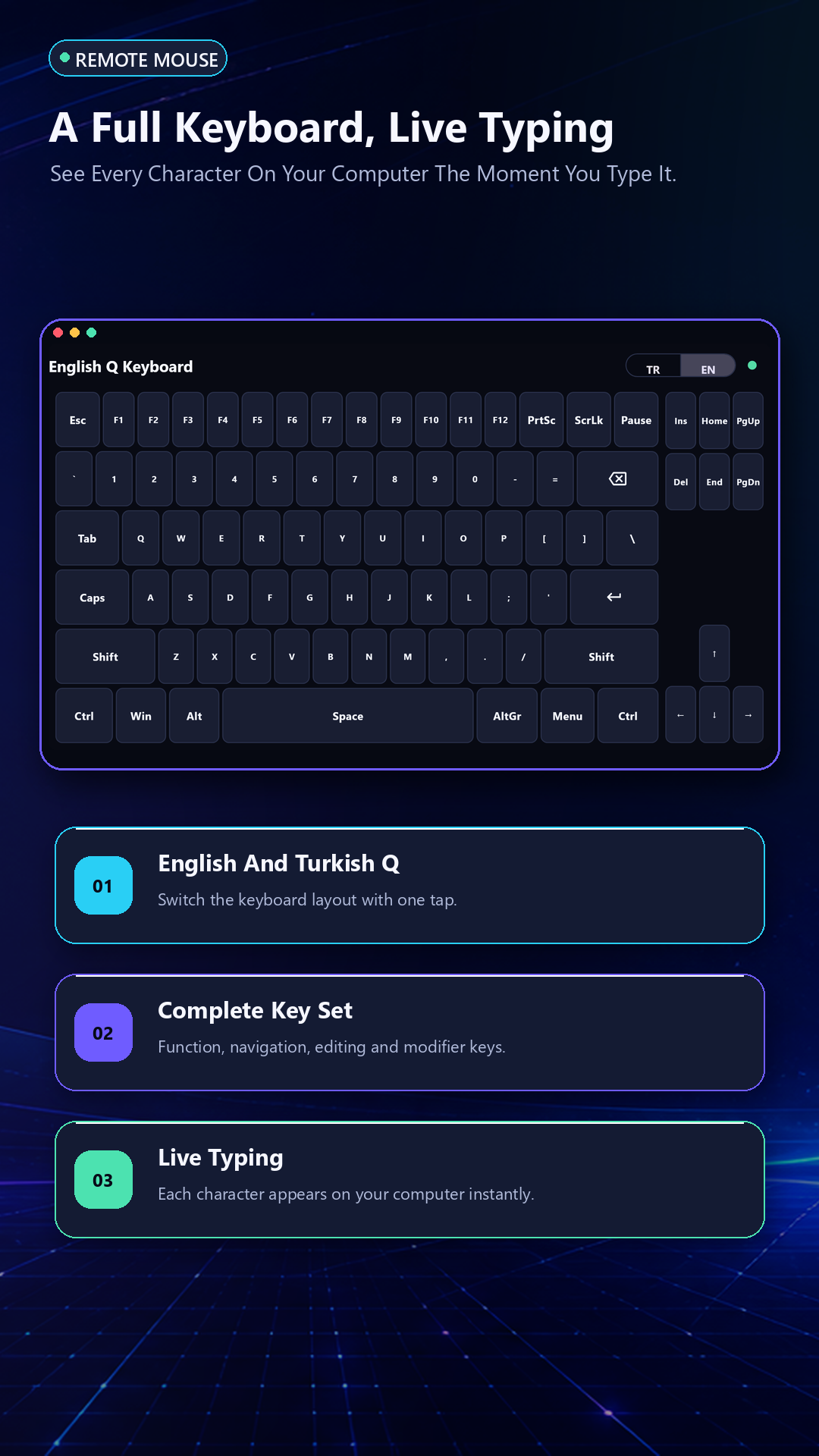 English and Turkish full keyboard